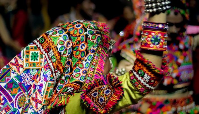 Navratri Festival: Vibrant celebrations with people dancing in colorful traditional attire